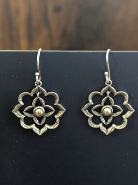 Retired James Avery Sterling Silver And Bronze Earhooks